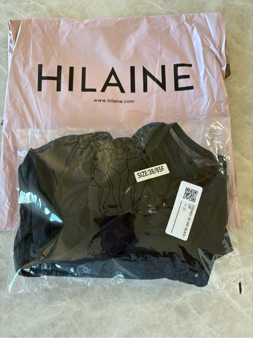 HILAINE Black Bralette - Packaged